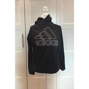 New Men's Adidas Moisture Wickign Black Hooded Sweatshirt Size XL